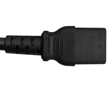 DINIC Kaltgerätekabel C13-C14, Multi-Zulassungen, 1mm², VDE,UL,CCC,KC,SAA,PSE,UKCA, schwarz, 0,5m