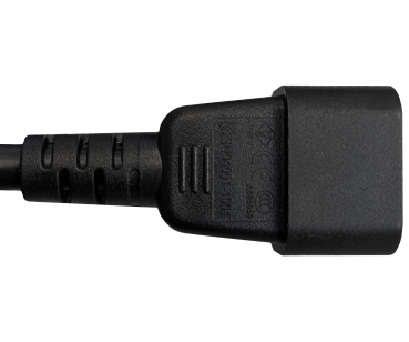DINIC Kaltgerätekabel C13-C14, Multi-Zulassungen, 1mm², VDE,UL,CCC,KC,SAA,PSE,UKCA, schwarz, 0,5m
