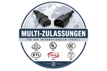 DINIC Kaltgerätekabel C13 auf C14, VDE/UL/CCC/KTL/SAA/PSE, 1mm² schwarz, 5m