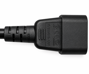 DINIC Kaltgerätekabel C13 auf C14, VDE/UL/CCC/KTL/SAA/PSE, 1mm² schwarz, 2m