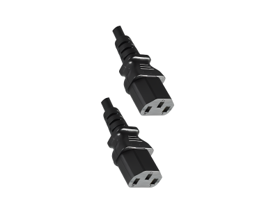DINIC Y-Kaltgeräteverlängerung 1x C14 auf 2x C13 IEC Splitter, Y-Kabel, schwarz, 2m