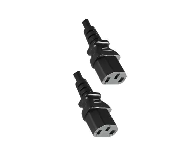 DINIC Y-Kaltgeräteverlängerung 1x C14 auf 2x C13 IEC Splitter, Y-Kabel, schwarz, 2m
