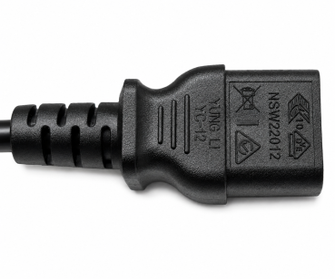 DINIC Kaltgerätekabel halogenfrei, 1mm², VDE, LSZH, C13/C14, Verlängerung, schwarz