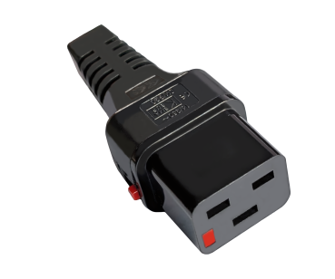 DINIC Netzkabel Schuko auf C19 locking, VDE, 1,5mm², Verriegelung, schwarz, 2m
