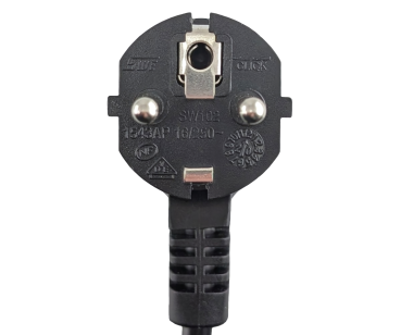 DINIC Netzkabel Schuko auf C19 locking, VDE, 1,5mm², Verriegelung, schwarz, 2m