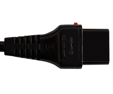 DINIC Netzkabel Schuko auf C19 locking, VDE, 1,5mm², Verriegelung, schwarz, 2m