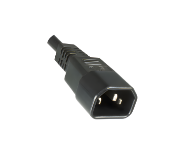 DINIC Kaltgerätekabel C14 auf C13 mit Verriegelung, 1mm², Verlängerung, schwarz, 2m