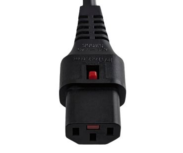 DINIC Netzkabel Schuko auf C13 mit Verriegelung, locking, 1mm², 2m