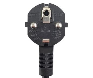 DINIC Netzkabel Schuko auf C13 mit Verriegelung, locking, 1mm², schwarz, 2m