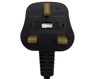 DINIC Netzkabel England UK Typ G 5A auf C13, locking, fused 5A, BSI, Verriegelung, 2m