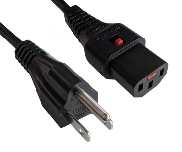 DINIC IEC Lock Netzkabel Amerika USA Typ B auf C13 locking, mit Verriegelung, schwarz, 2m