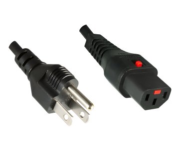 DINIC IEC Lock Netzkabel Amerika USA Typ B auf C13 locking, mit Verriegelung, schwarz, 2m