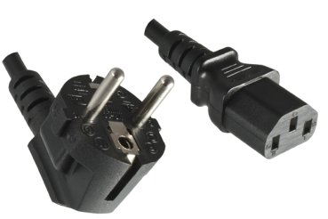 DINIC Netzkabel Schutzkontaktstecker auf C13, VDE, 0,75mm², schwarz, 0,50m