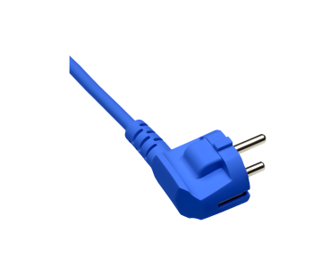DINIC Netzkabel Europa CEE 7/7 90° auf C13, 0,75 mm², VDE, blau, Länge 1m