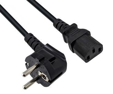 DINIC Kaltgerätekabel, Netzkabel Schutzkontaktstecker auf C13, VDE, 0,75mm², schwarz, 5m