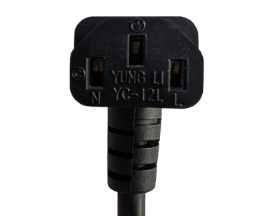 DINIC Netzkabel Schuko auf C13 90 Grad nach unten abgewinkelt, 0,75mm² VDE, schwarz, 1.80m