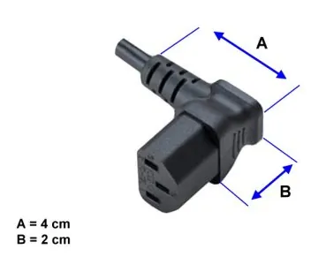 DINIC Netzkabel Schuko auf C13 90 Grad nach unten abgewinkelt, 0,75mm² VDE, schwarz, 1.80m