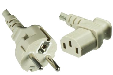 DINIC Netzkabel Europa CEE 7/7 auf C13 abgewinkelt, 0,75 mm², VDE, grau, Länge 1,80m