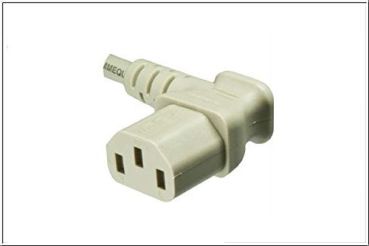 DINIC Netzkabel Europa CEE 7/7 auf C13 abgewinkelt, 0,75 mm², VDE, grau, Länge 1,80m