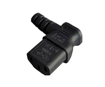 DINIC Netzkabel auf C13 90 Grad nach links abgewinkelt, 0,75mm², VDE, schwarz, 1.80m