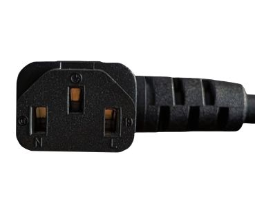 DINIC Netzkabel auf C13 90 Grad nach links abgewinkelt, 0,75mm², VDE, schwarz, 1.80m