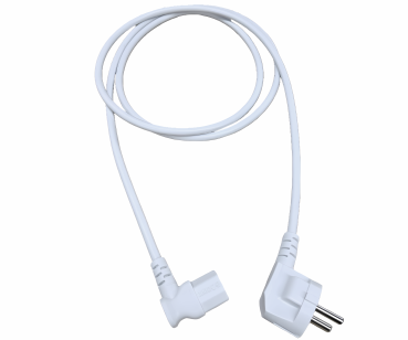 DINIC Netzkabel CEE 7/7 auf C13 gewinkelt, 0,75mm², CEE 7/7 90°/IEC 60320-C13 90° links, VDE, weiß, Länge 1,80m