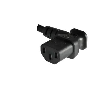 DINIC Netzkabel auf C13 90 Grad nach links abgewinkelt, 0,75mm², VDE, schwarz, 1.80m