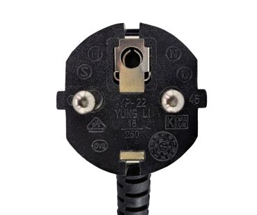 DINIC Netzkabel Schuko auf C13 90 Grad nach oben abgewinkelt, 1,00mm² , VDE, 3m