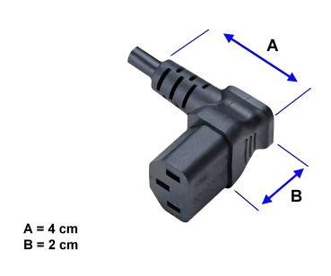 DINIC Netzkabel Schuko auf C13 90 Grad nach oben abgewinkelt, 1,mm² , VDE, schwarz, 3m