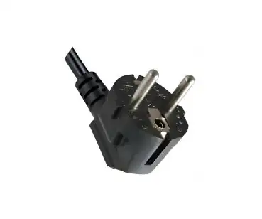 DINIC Netzkabel Schuko auf C13 90 Grad nach oben abgewinkelt, 1mm², VDE, schwarz, 5m