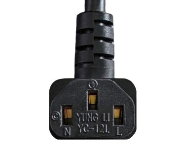 DINIC Netzkabel Schuko auf C13 90 Grad nach oben abgewinkelt, 1mm², VDE, schwarz, 5m