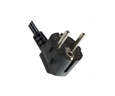 DINIC Netzkabel Schuko auf C13 90 Grad nach oben abgewinkelt, 0,75mm² VDE, schwarz, 1.80m