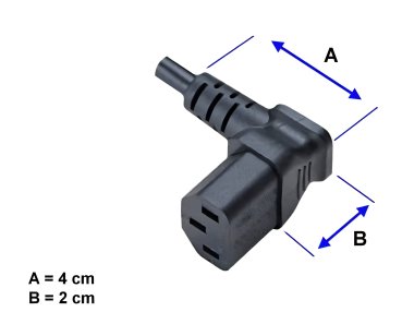DINIC Netzkabel Schuko auf C13 90 Grad nach oben abgewinkelt, 0,75mm² VDE, schwarz, 1.80m