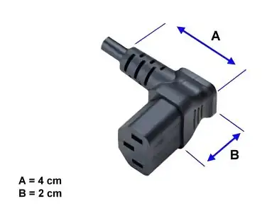 DINIC Netzkabel Schuko auf C13 90 Grad nach oben abgewinkelt, 0,75mm² VDE, schwarz, 1.80m