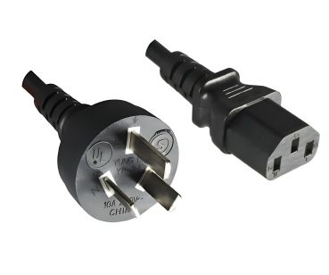 DINIC Netzkabel Argentinien Typ I auf C13, 0,75mm², schwarz, 1,8m