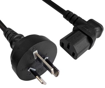 DINIC Netzkabel Australien Typ I auf C13 gewinkelt, 0,75mm², SAA, 1.80m