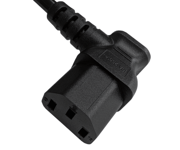 DINIC Netzkabel China Typ I 3pin auf C13 90°gewinkelt, 0,75mm², CCC, schwarz, 1,80m