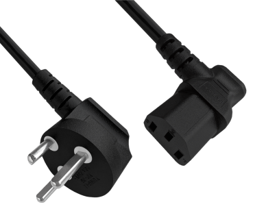 DINIC Stromkabel Netzkabel für Dänemark auf C13 gewinkelt, schwarz, 1,80m