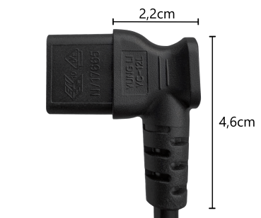 DINIC Stromkabel Netzkabel für Dänemark auf C13 gewinkelt, schwarz, 1,80m