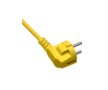 DINIC Netzkabel Europa CEE 7/7 90° auf C13, 0,75 mm², VDE, gelb, Länge 1,80m