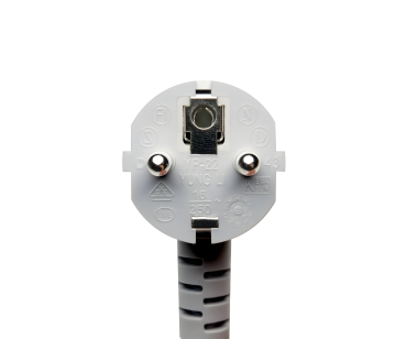 DINIC Netzkabel Europa CEE 7/7 90° auf C13, 0,75 mm², VDE, grau, Länge 1,80m