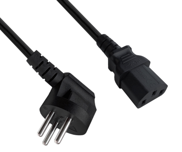 DINIC Netzkabel Israel Typ H auf C13, 0,75mm², 1,8m ISR 3pin Typ H/IEC 60320-C13, SII, schwarz