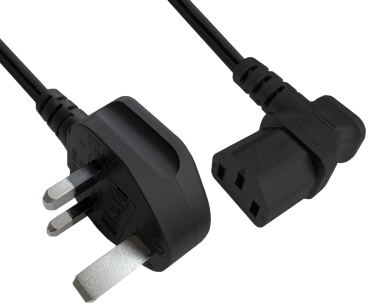 DINIC Netzkabel England UK Typ G 10A auf C13 90°, ASTA/SASO/HK/SM, 1.80m