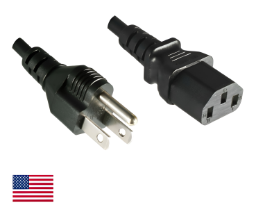 DINIC Netzkabel für Amerika USA Typ B auf C13 Kaltgeräte, UL, CSA, schwarz, 1m