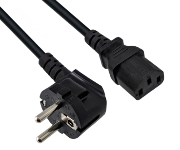 DINIC Netzkabel halogenfrei Schutzkontaktstecker auf C13, LSZH, VDE, schwarz, 1,80m