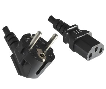 DINIC Netzkabel halogenfrei Schutzkontaktstecker auf C13, LSZH, VDE, schwarz, 1,80m