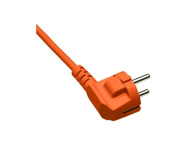 DINIC Netzkabel Europa CEE 7/7 90° auf C13, 0,75 mm², VDE, orange, Länge 1,80m