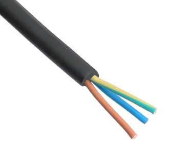 DINIC Netzkabel Gummi / Neopren Schuko auf Open-End, 3cm abgemantelt, 1.5mm², VDE, schwarz, 10m
