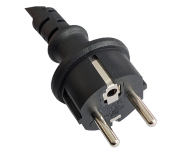 DINIC Netzkabel Gummi / Neopren Schuko auf Open-End, 3cm abgemantelt, 1.5mm², VDE, schwarz, 10m