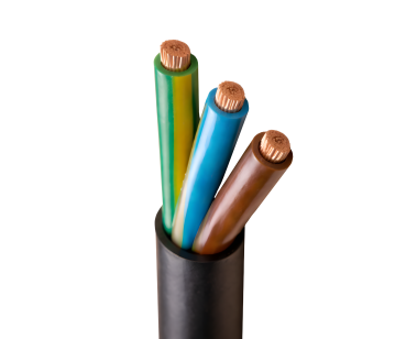 DINIC Netzkabel Gummi / Neopren Schuko auf Open-End, 3cm abgemantelt, 1.5mm², VDE, schwarz, 10m